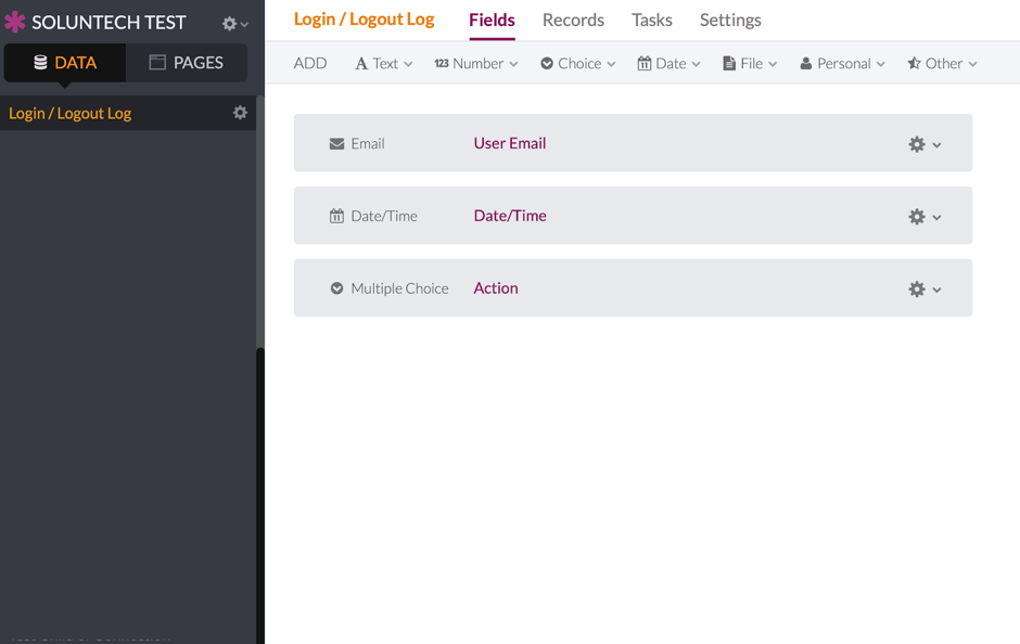 New Object Knack Screenshot for Last Login and Logout (View Based)
